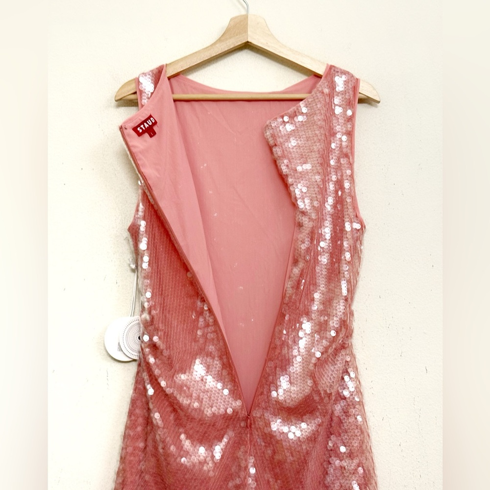 NWT STAUD Eton Sequined Tulle Pink Mini Dress Sz L - Picture 11 of 16
